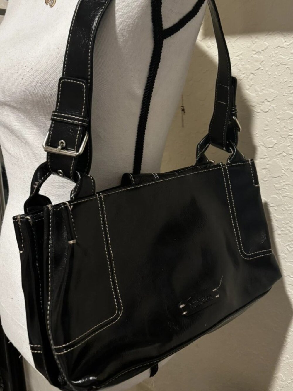 Nine & Co. by Nine West Y2K Black Shoulder Bag with Adjustable Straps